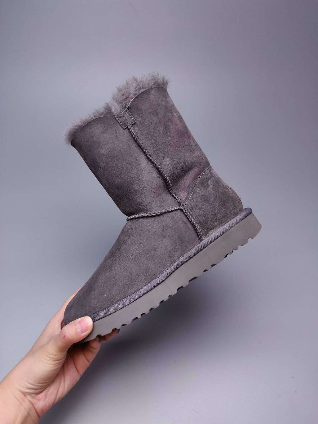 2480 Gray Side-Zip Mid-Calf Boots