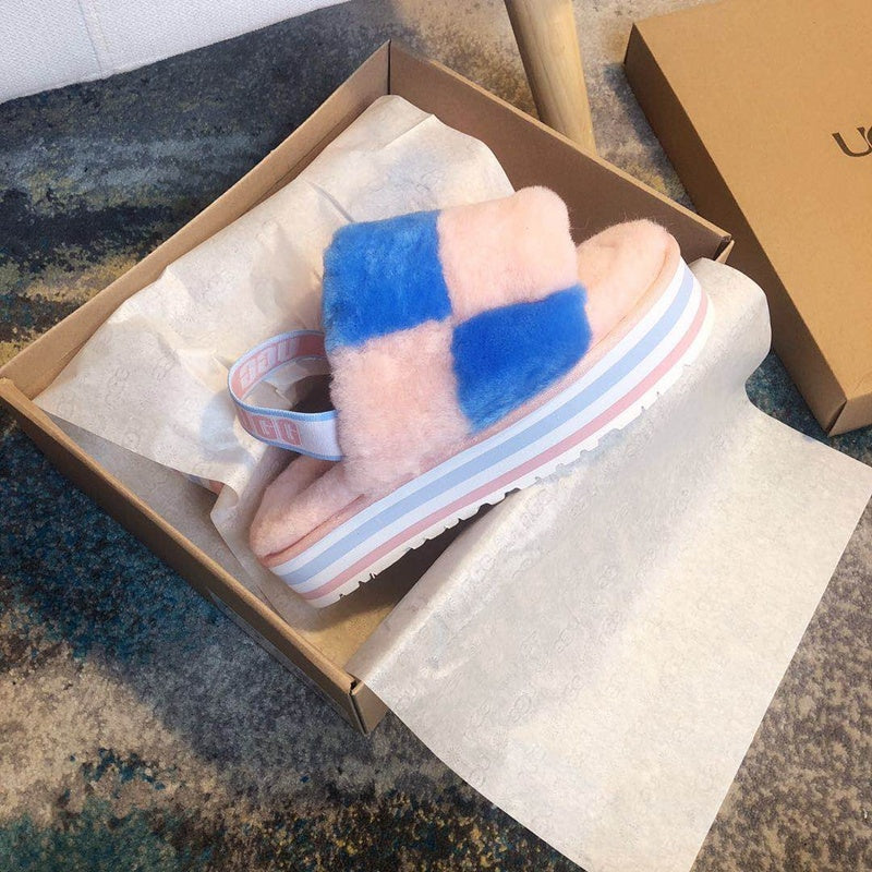 3490 Pink Colorblock Platform Sandals