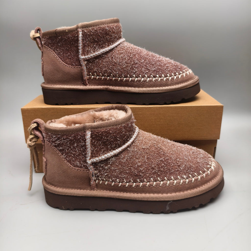1538 Brown Suede-Look Shoes with Back Strap