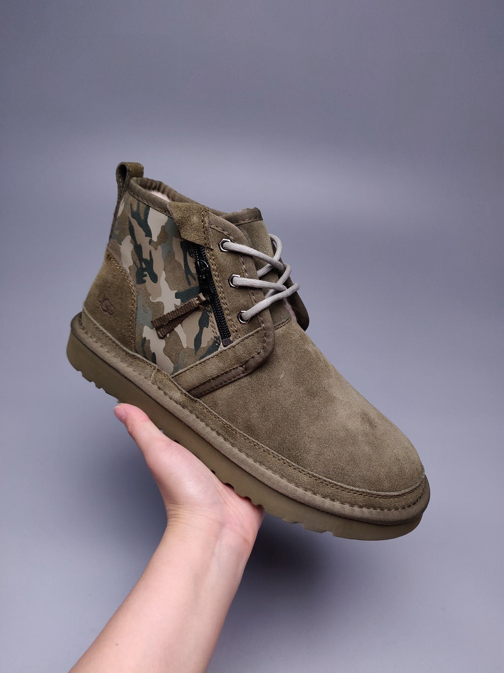 4193 Men's Army Green Colorblock Camo Shoes