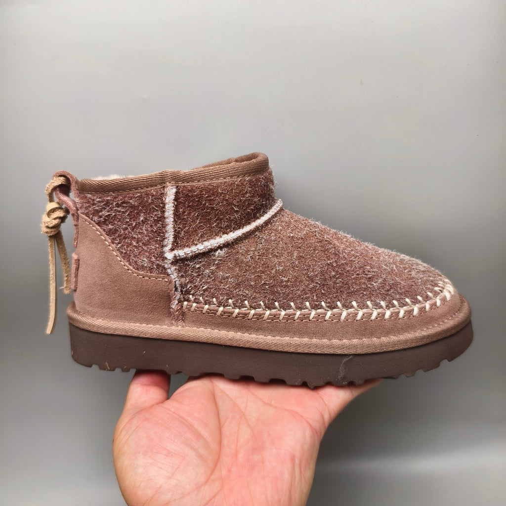 1538 Brown Suede-Look Shoes with Back Strap