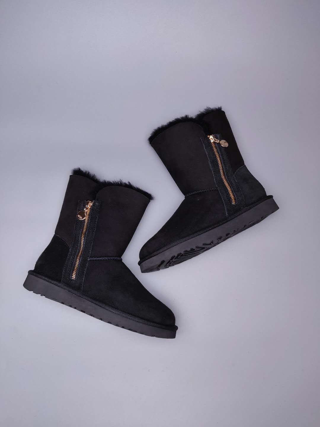 2480 Black Side-Zip Mid-Calf Boots