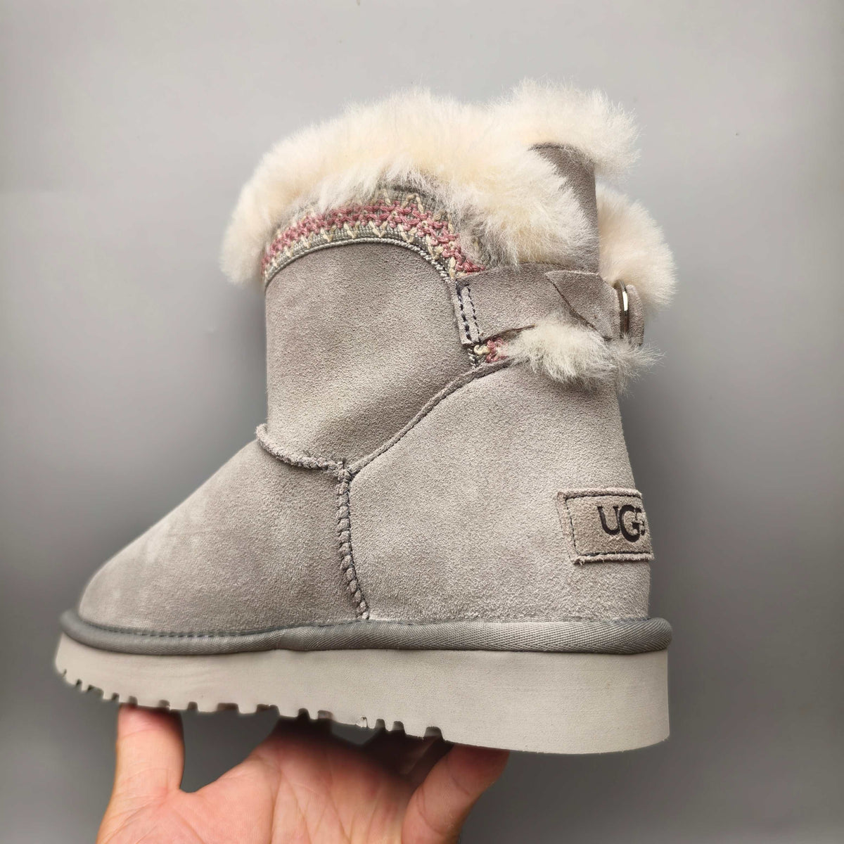 4517 Gray Folk-Inspired Back-Strap Shoes