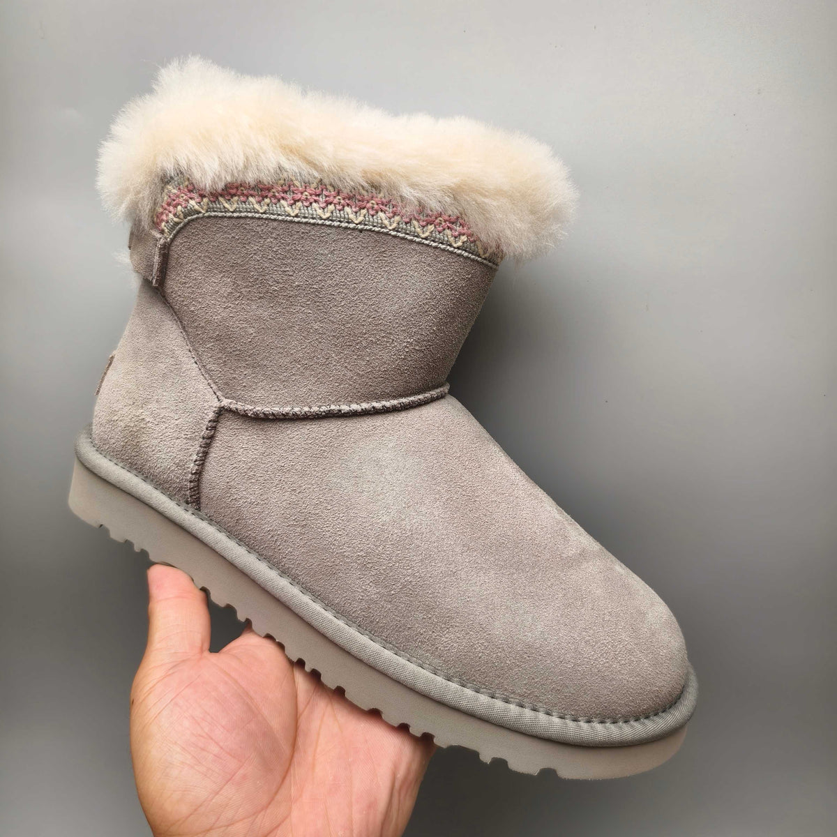 4517 Gray Folk-Inspired Back-Strap Shoes