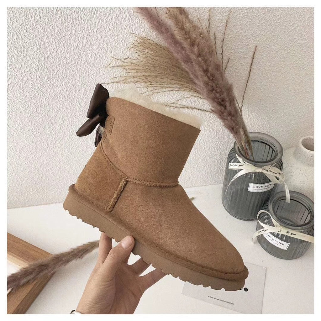 3130 Chestnut Bow-Detail Ankle Boots