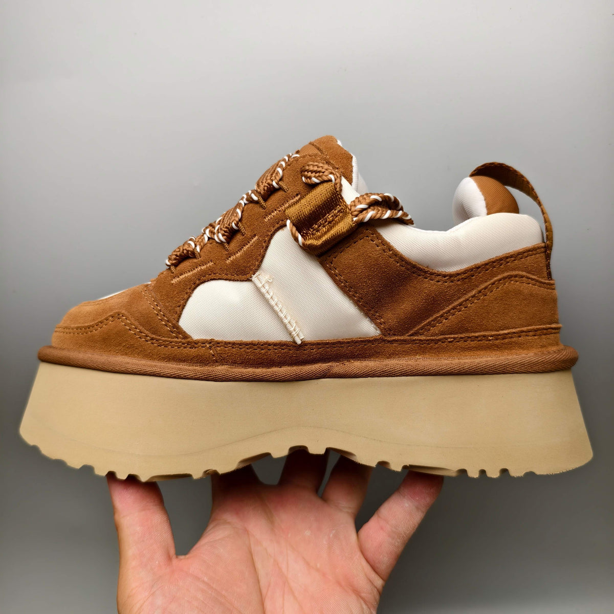 1541 Chestnut Chunky Platform Lace-Up Sneakers