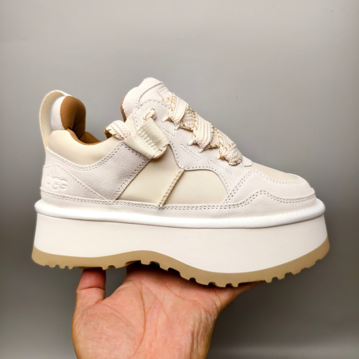 1541 White Chunky Platform Lace-Up Sneakers