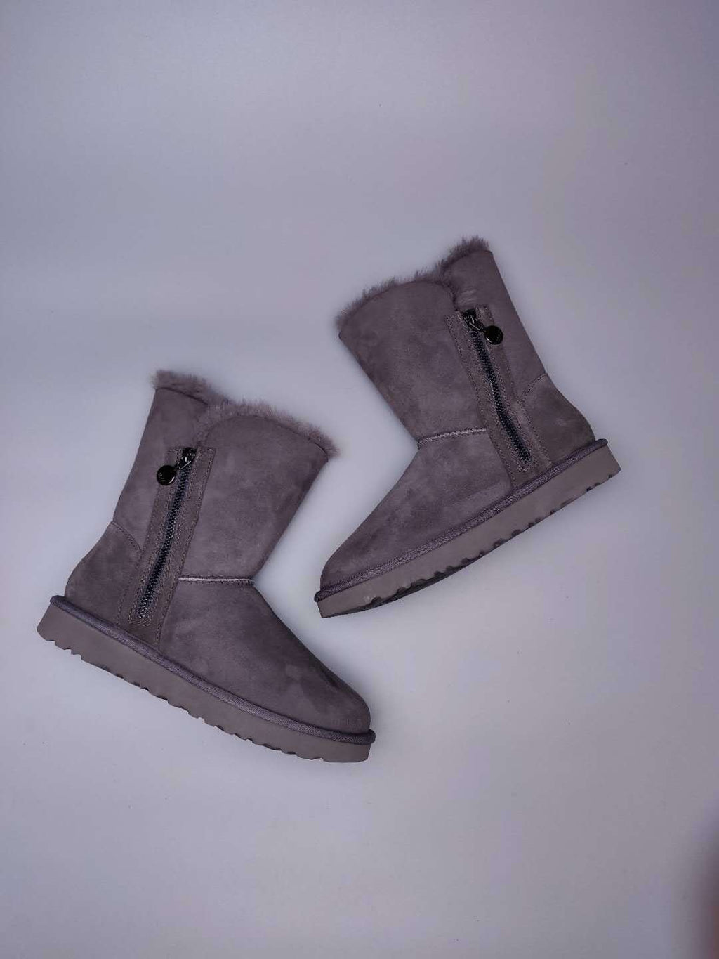 2480 Gray Side-Zip Mid-Calf Boots