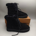 4576 Black Lace-Up Mid-Calf Casual Boots