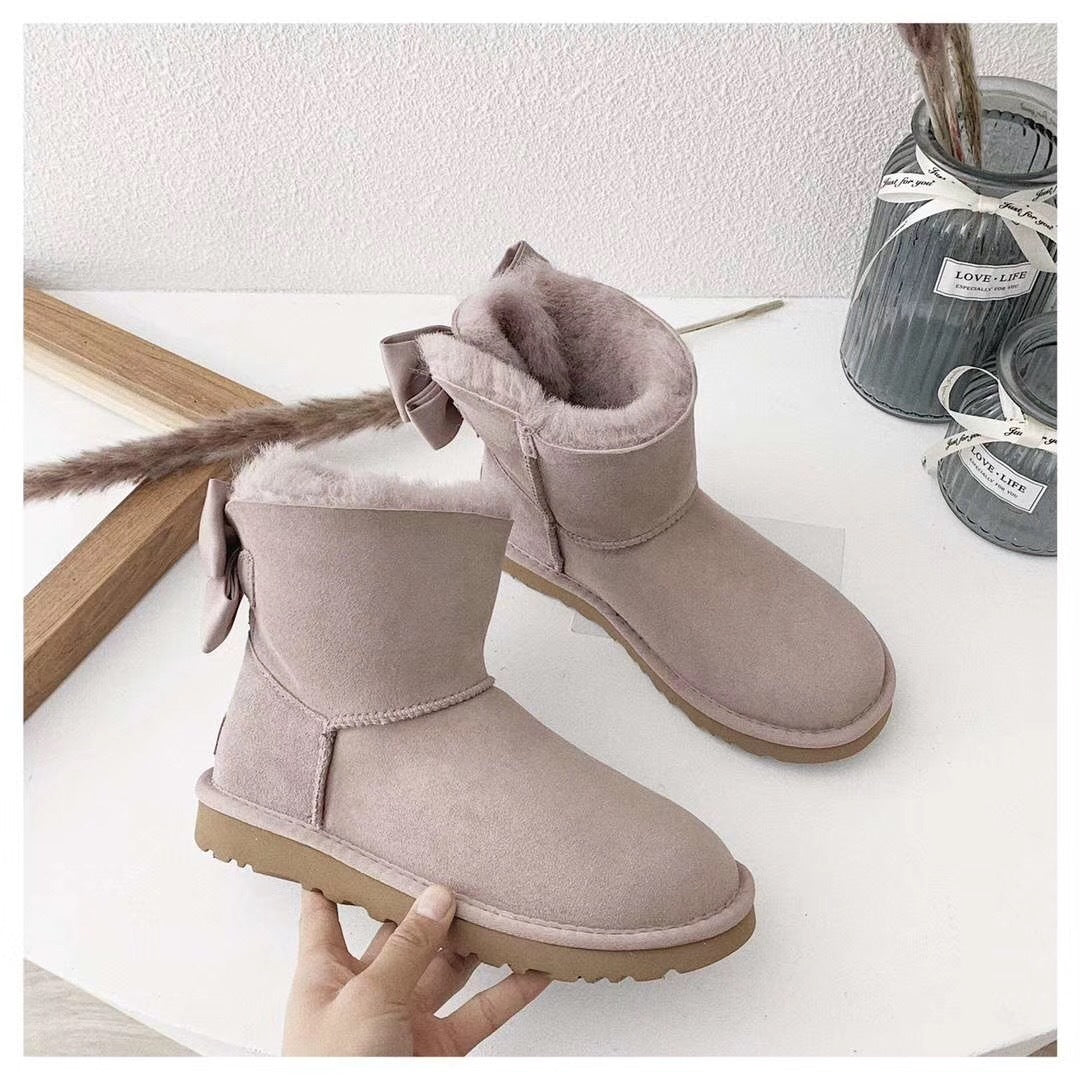 3130 Dusk Pink Bow-Detail Ankle Boots