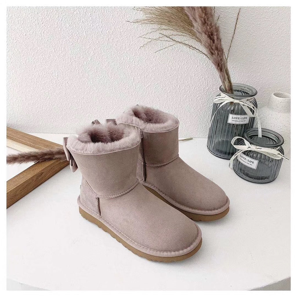 3130 Dusk Pink Bow-Detail Ankle Boots
