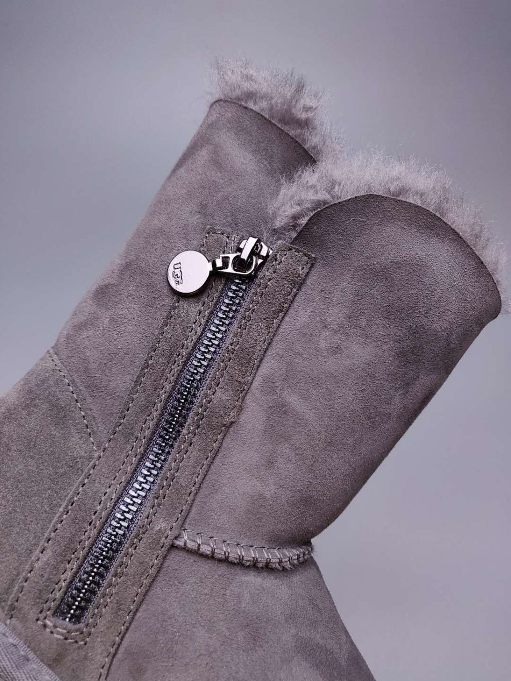 2480 Gray Side-Zip Mid-Calf Boots