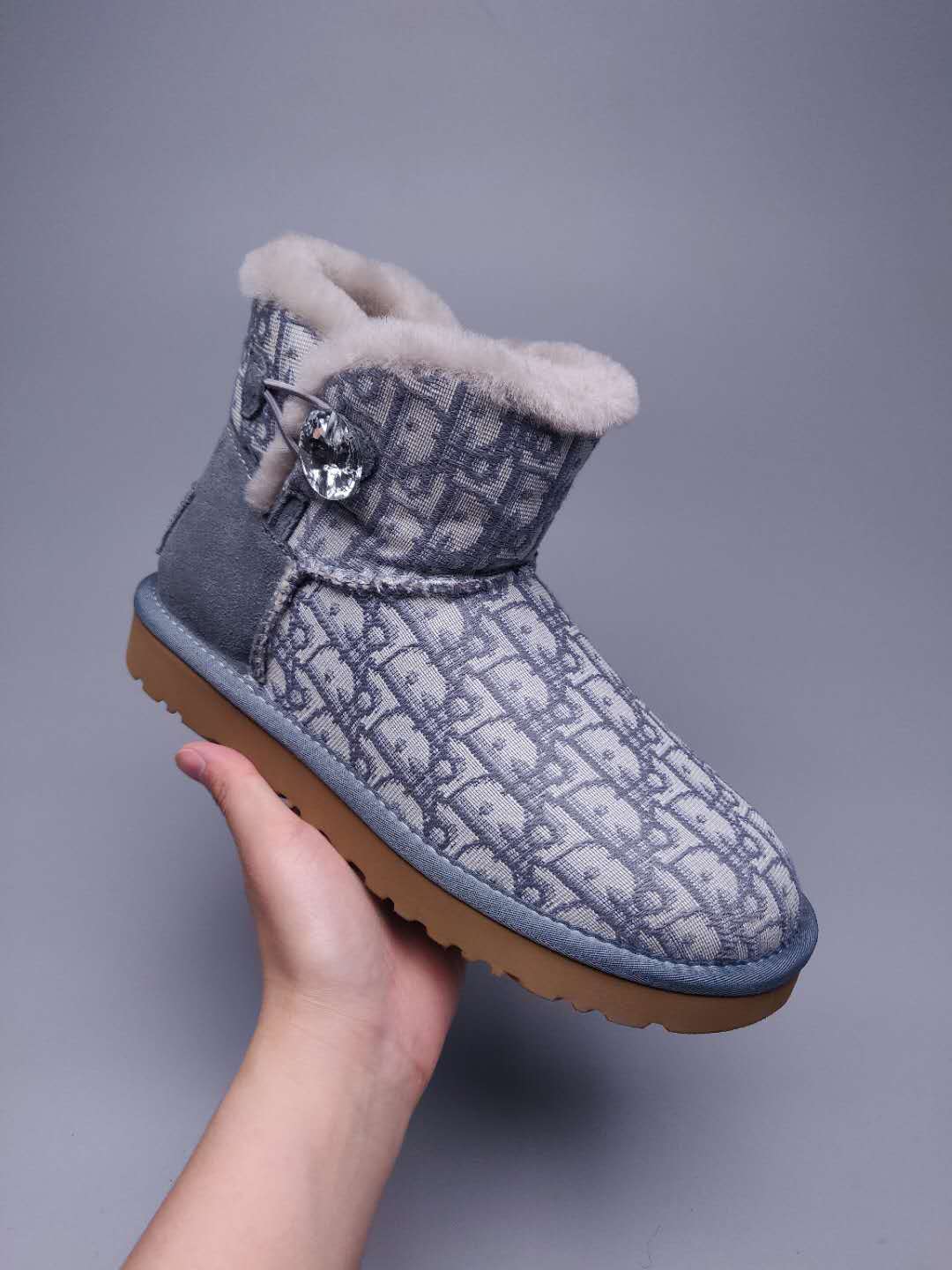 6554 Gray Fabric-Texture Shoes