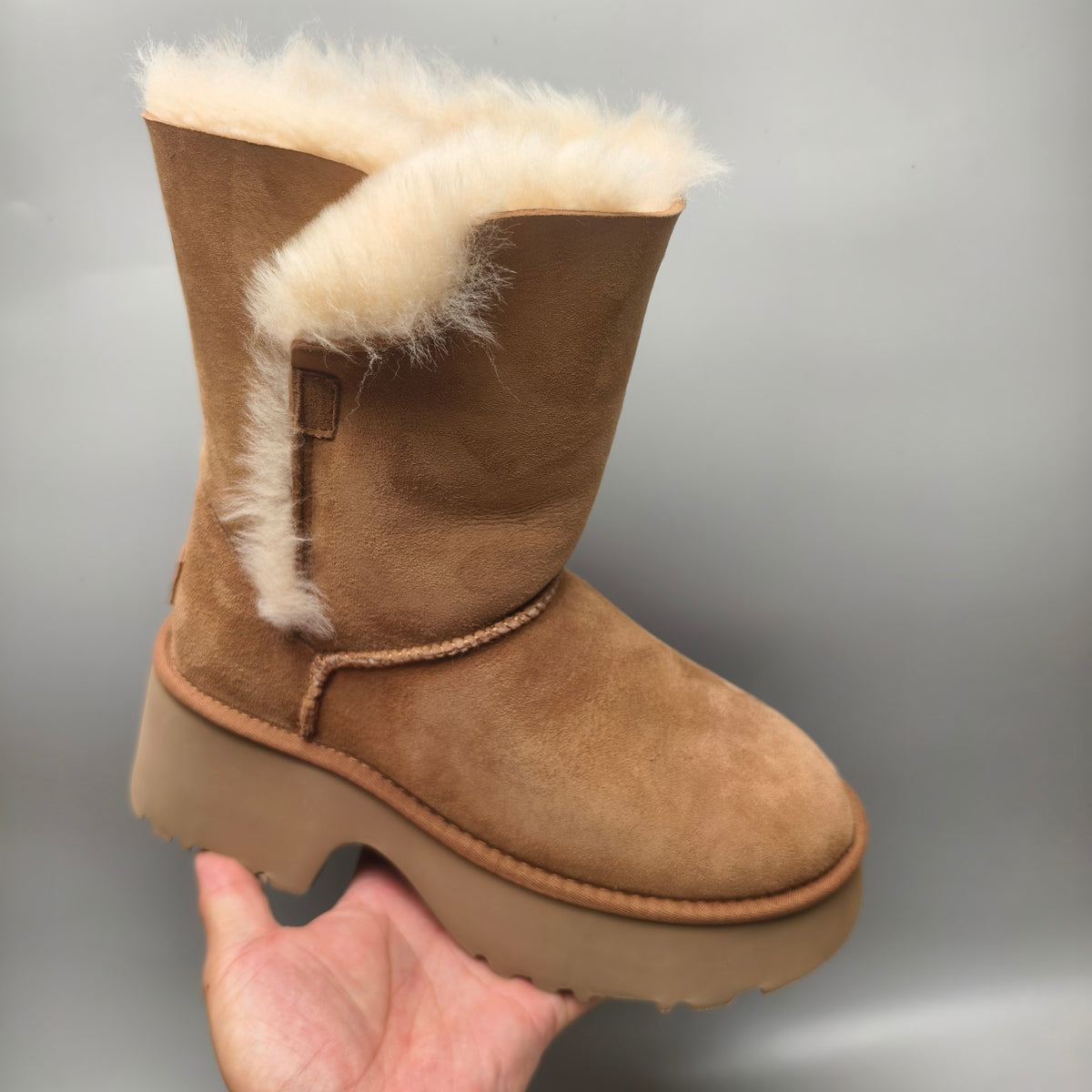 1533 Women's Chestnut Platform Wedge Mid-Calf Boots