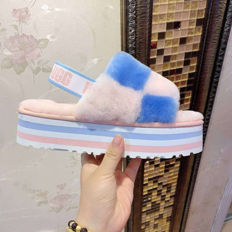 3490 Pink Colorblock Platform Sandals