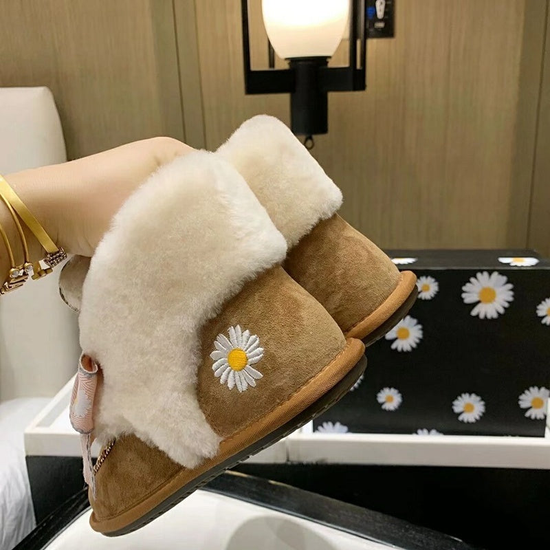 7888 Chestnut Daisy Chain-and-Ribbon Detail Shoes