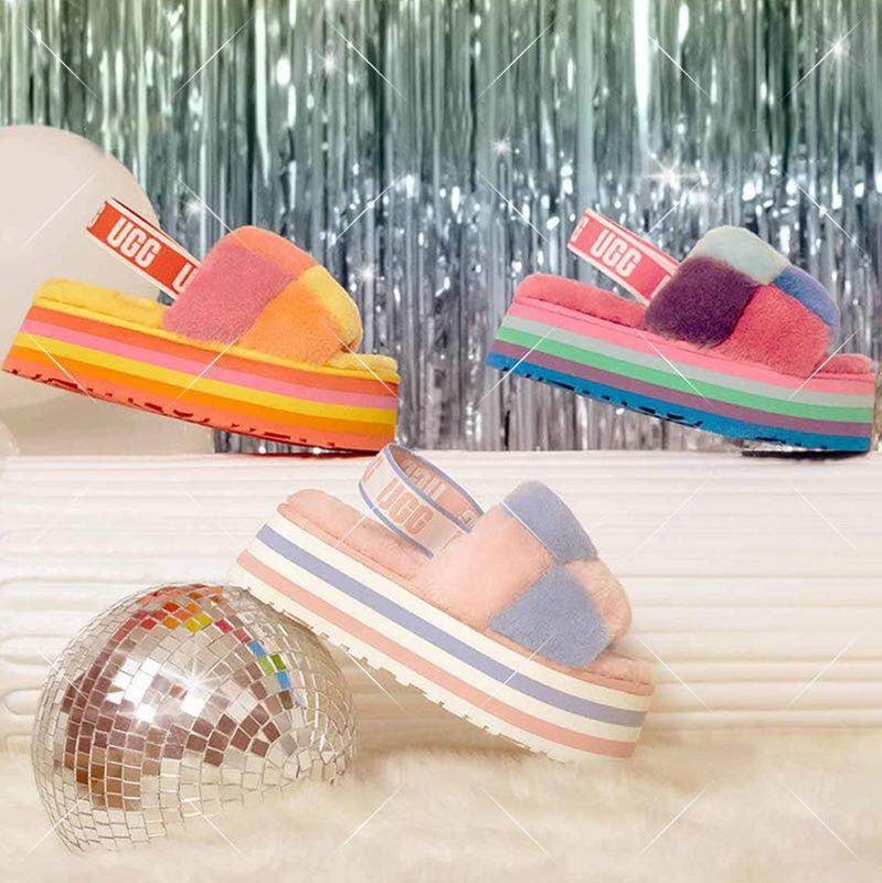3490 Yellow Colorblock Platform Sandals