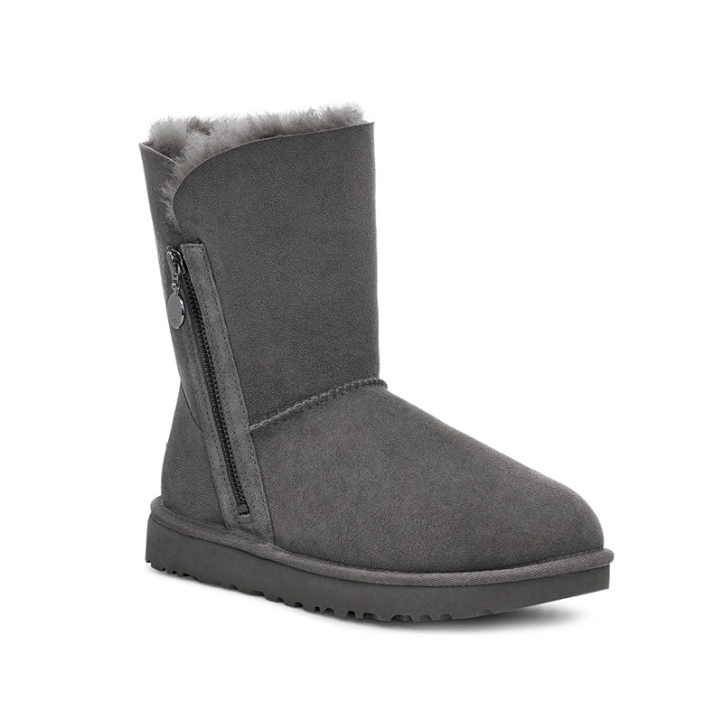 2480 Gray Side-Zip Mid-Calf Boots