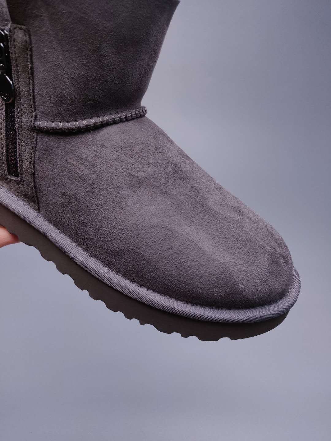 2481 Gray Side-Zip Ankle Boots