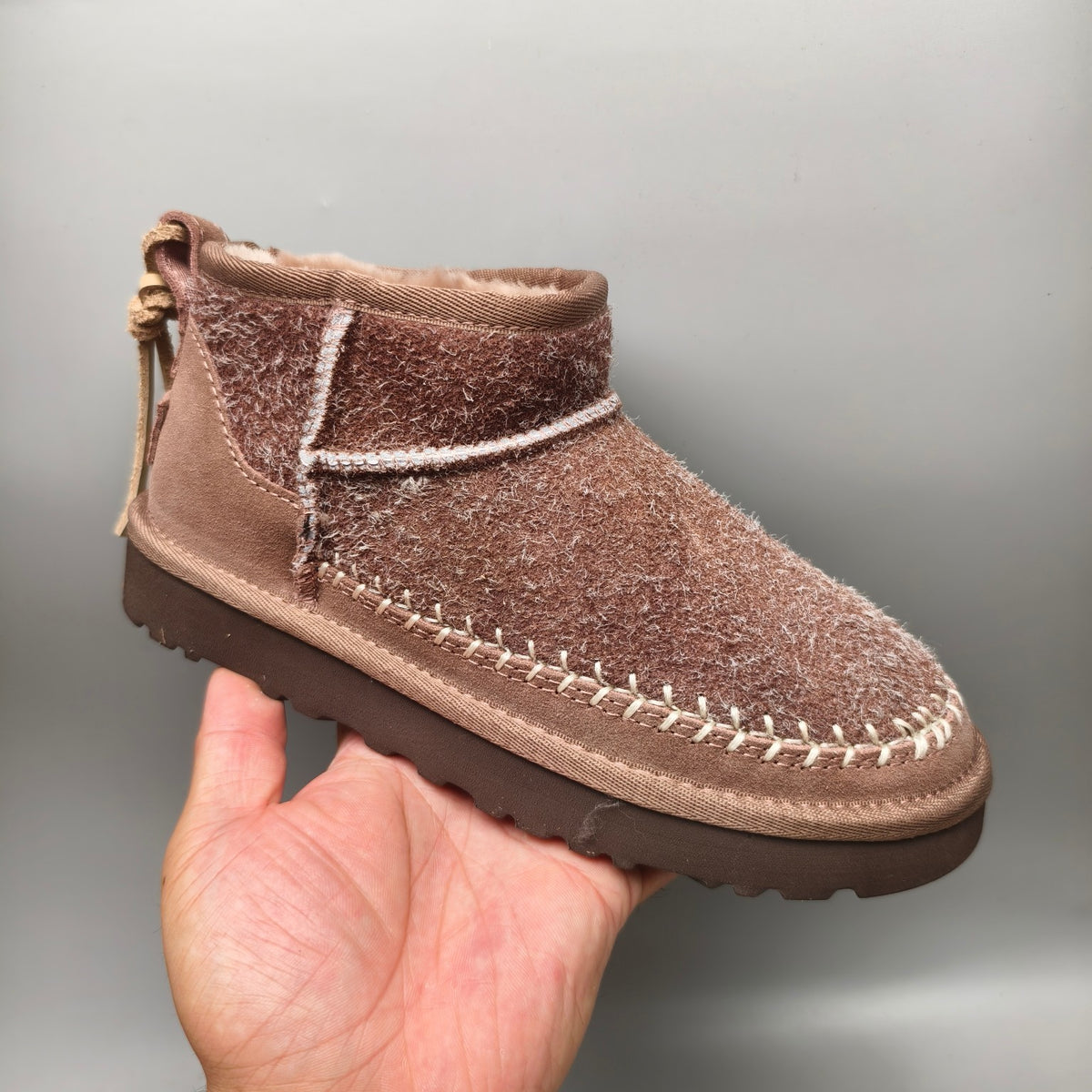 1538 Brown Suede-Look Shoes with Back Strap