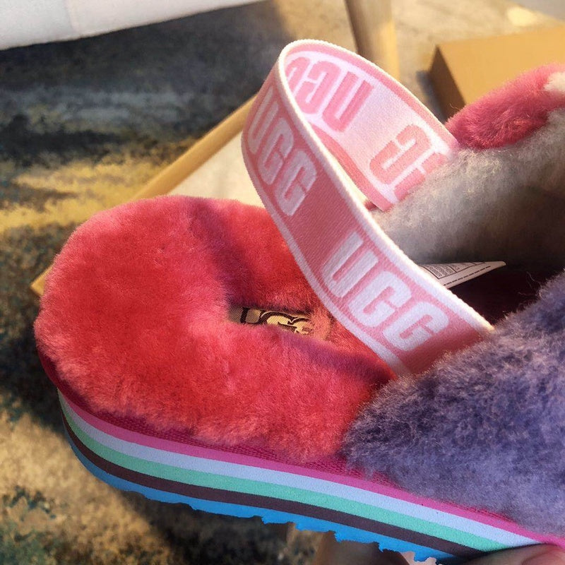 3490 Fuchsia Colorblock Platform Sandals