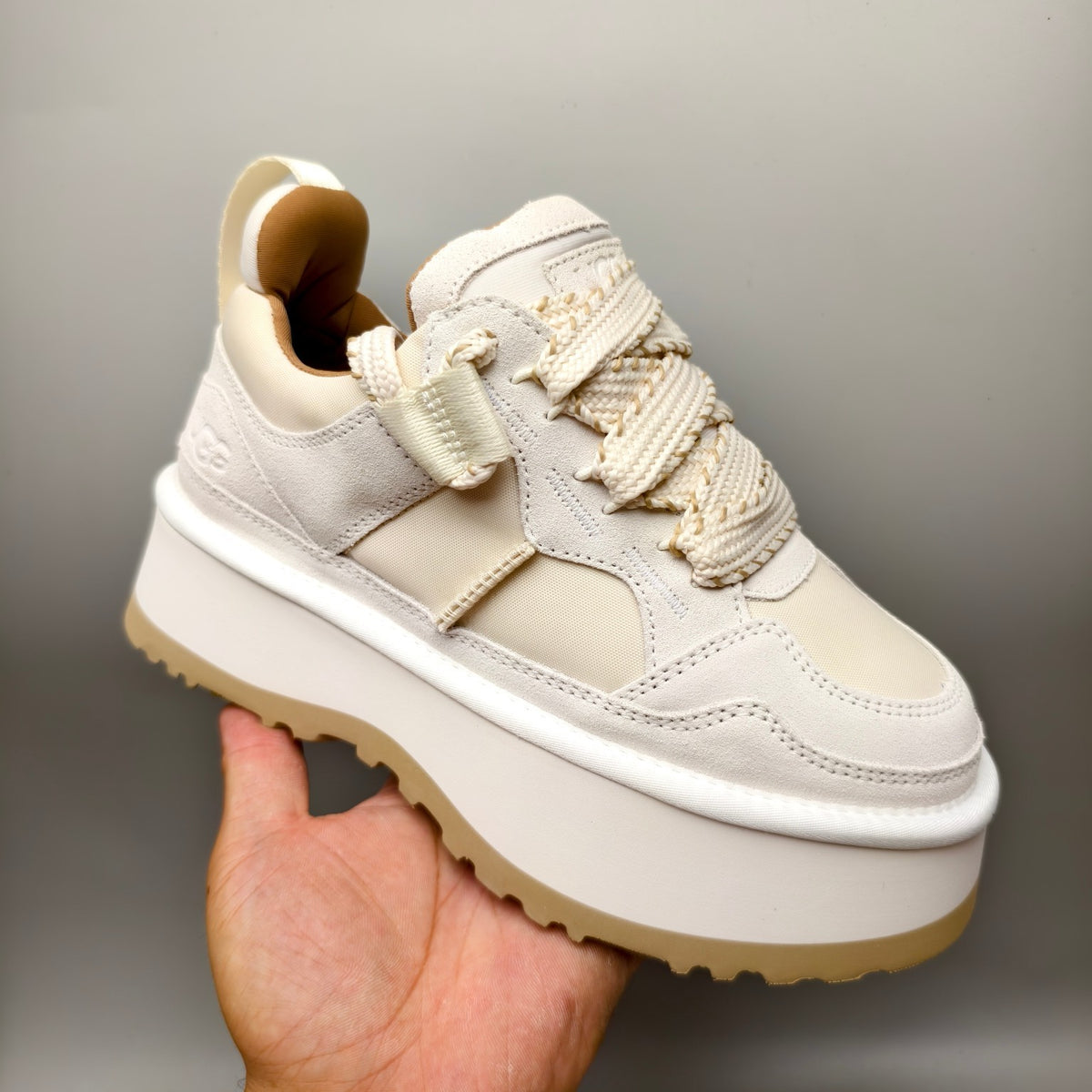 1541 White Chunky Platform Lace-Up Sneakers