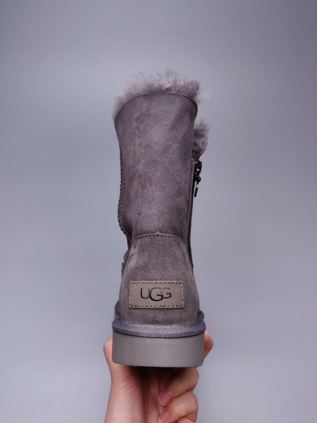 2480 Gray Side-Zip Mid-Calf Boots