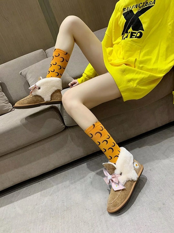 7888 Chestnut Daisy Chain-and-Ribbon Detail Shoes