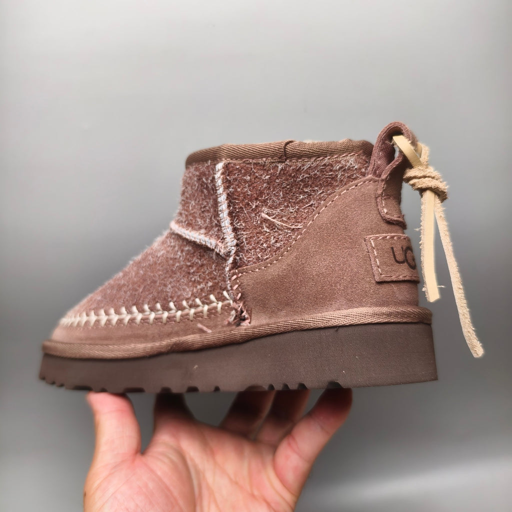1538 Brown Suede-Look Shoes with Back Strap