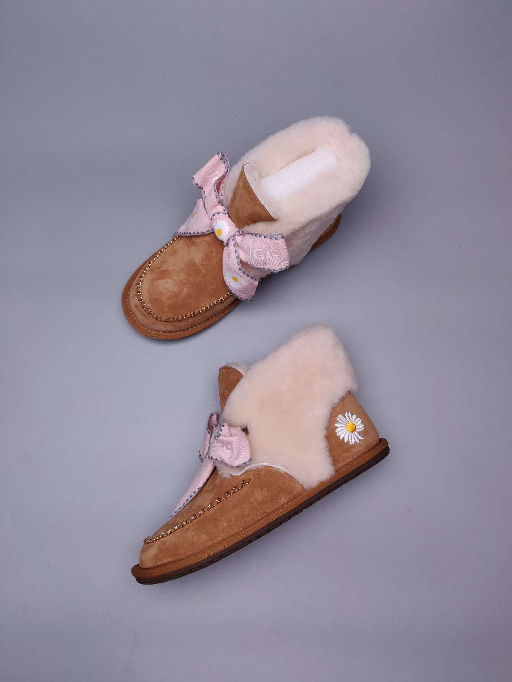 7888 Chestnut Daisy Chain-and-Ribbon Detail Shoes