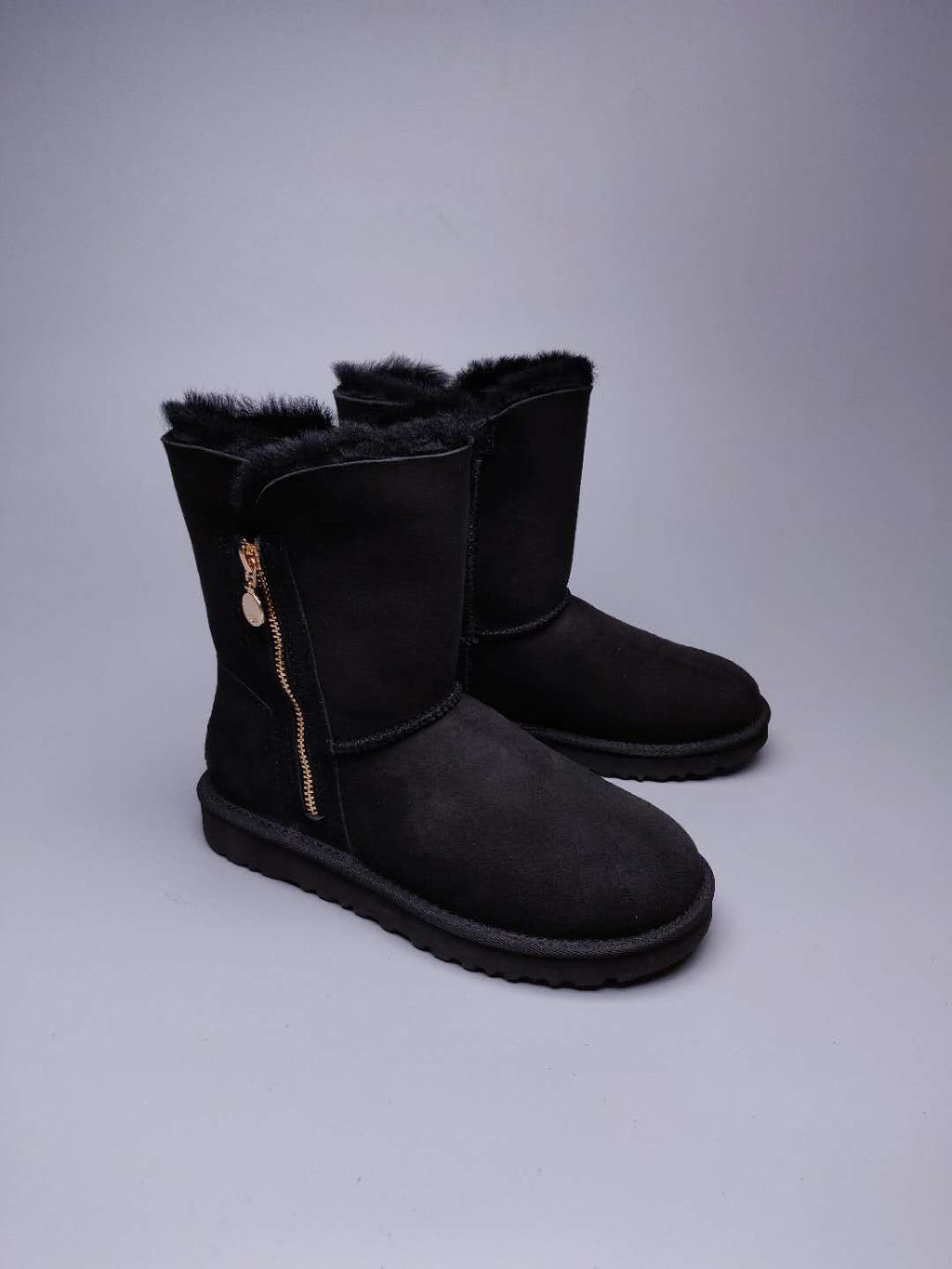 2480 Black Side-Zip Mid-Calf Boots